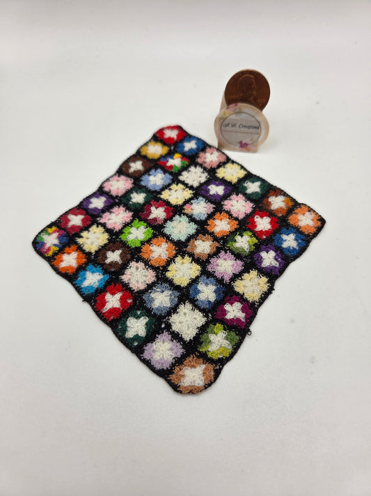 Crochet Blanket - Black Granny Square