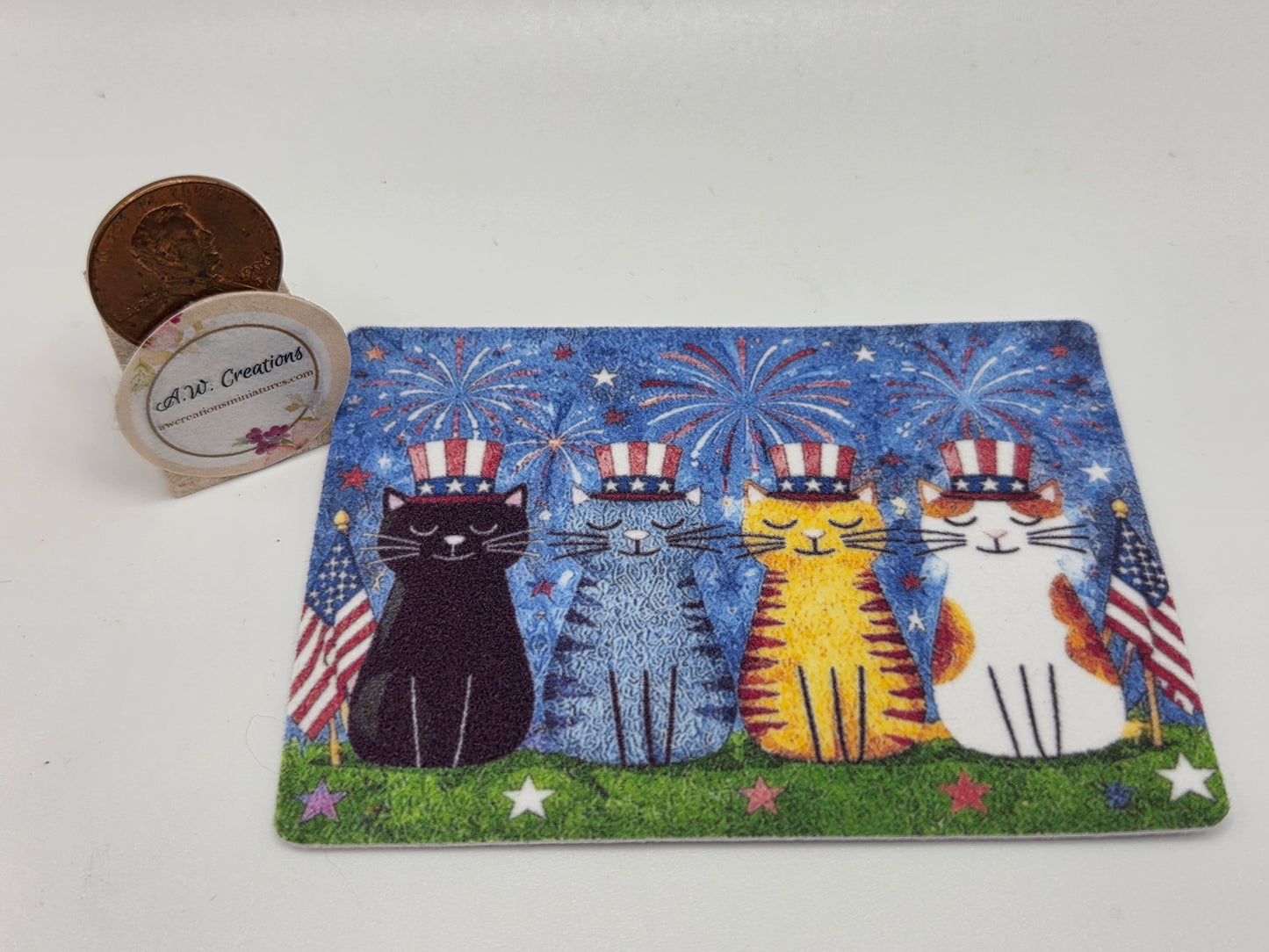 Door Mat - Patriotic Cats Fireworks