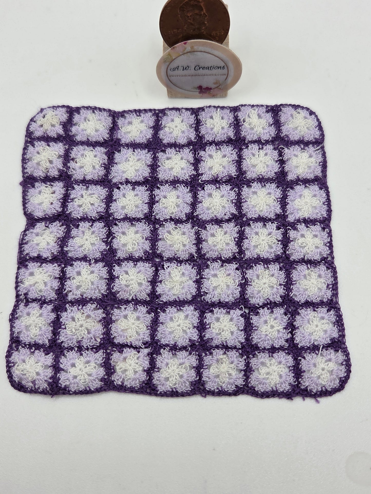 Crochet Afghan - Granny Square Purple, Lavender & White