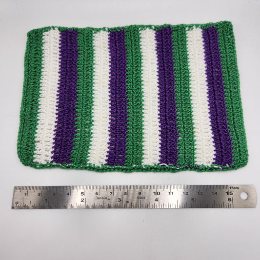 Crochet Afghan Blanket - Green, Purple, White