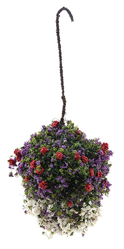 Hanging Basket - Red, Purple & White, Large