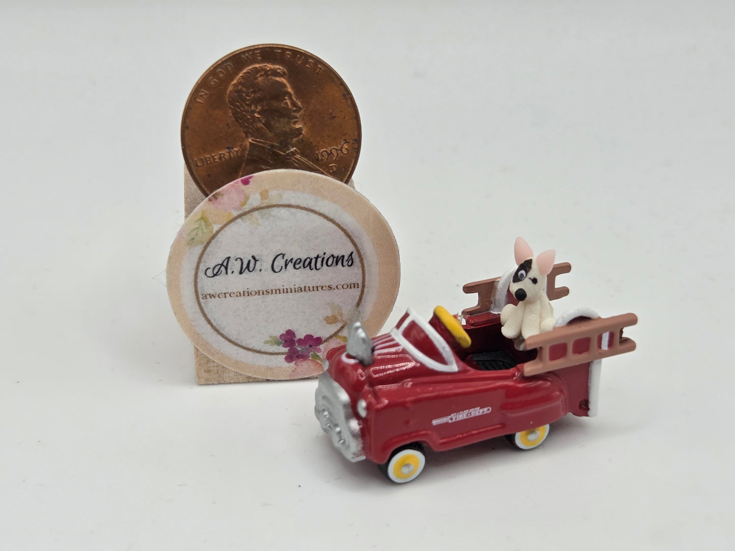 Miniature Pedal Pusher - Fire Truck with Dog