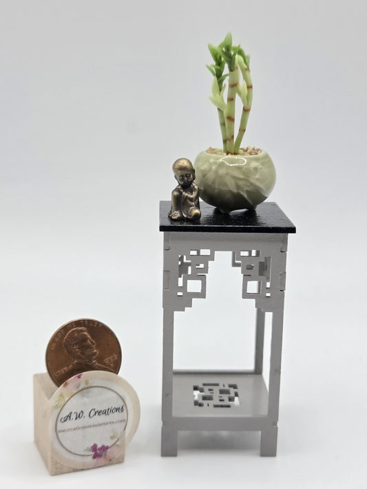 Oriental Plant Stand with Bamboo and Buddha