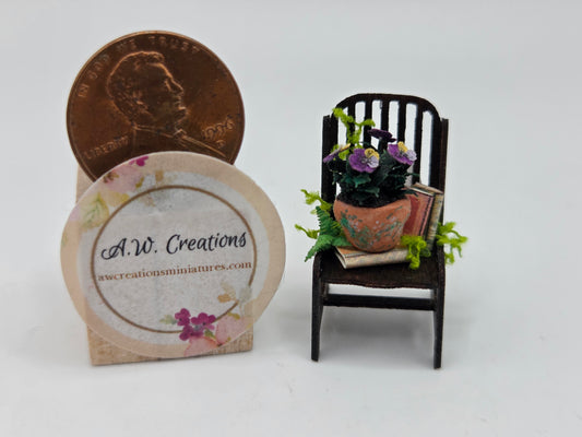 Chair with Pansies and Books 1:48