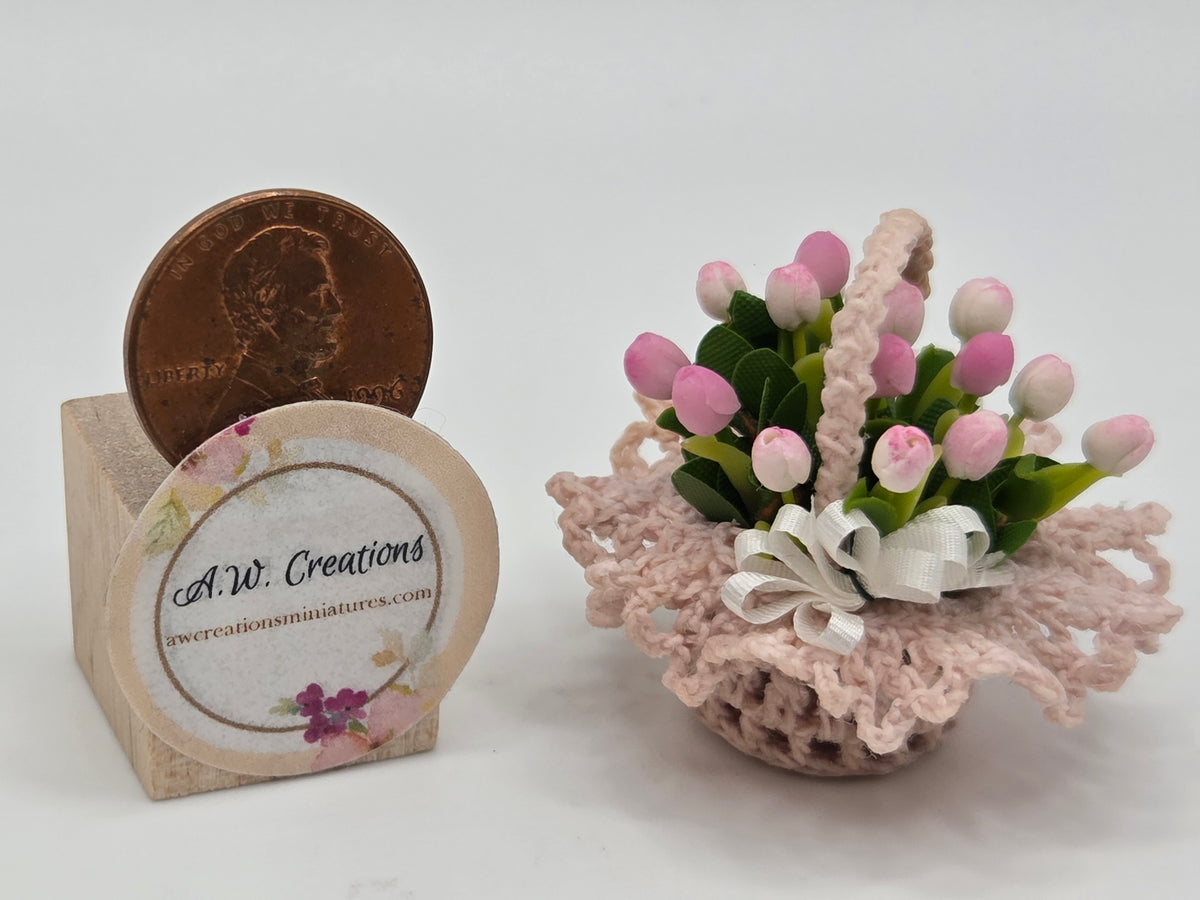 Basket of Tulips - Pink