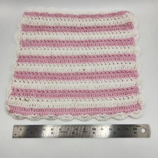 Crochet Afghan Blanket - Pink & White