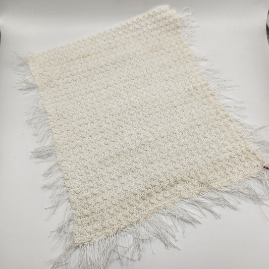 Crochet Afghan Blanket - Off White Popcorn