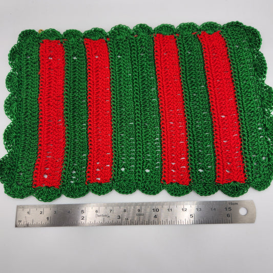 Crochet Afghan Blanket - Red & Green
