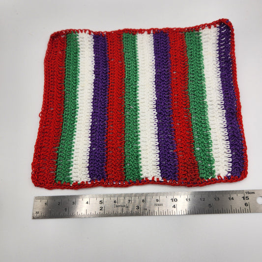 Crochet Afghan Blanket - Red, Purple, White, Green