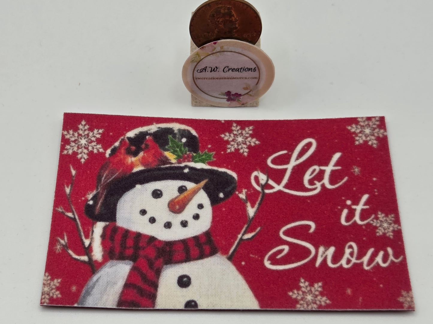 Door Mat - Snowman Let It Snow Red
