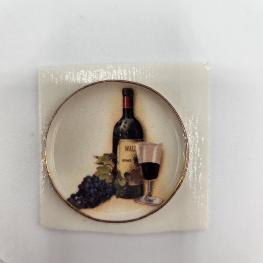 Ceramic Plate - Red Wine Bottle