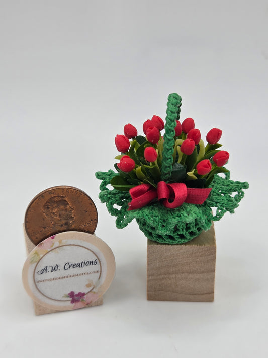 Basket of Tulips - Red