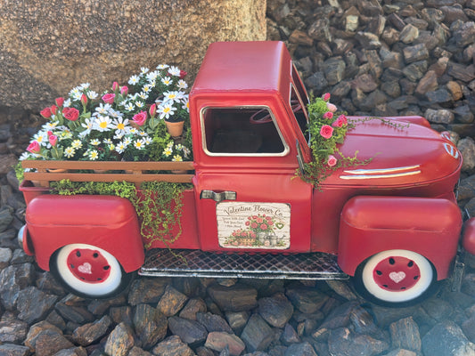 Red Pickup Truck - Valentine Flowers