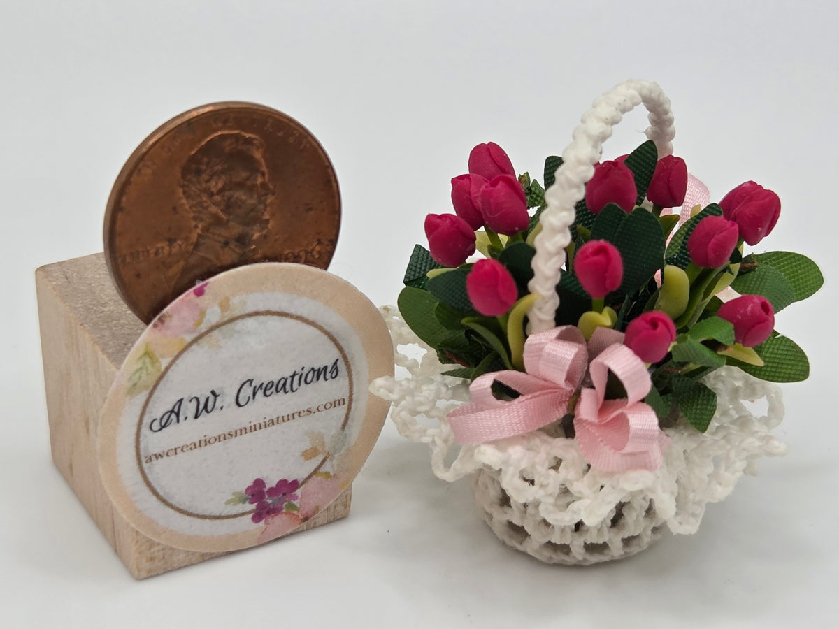 Basket of Tulips - White