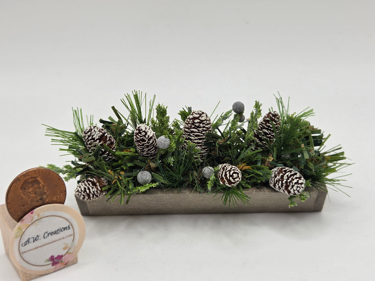 Window Box - Christmas Greens & Pinecones