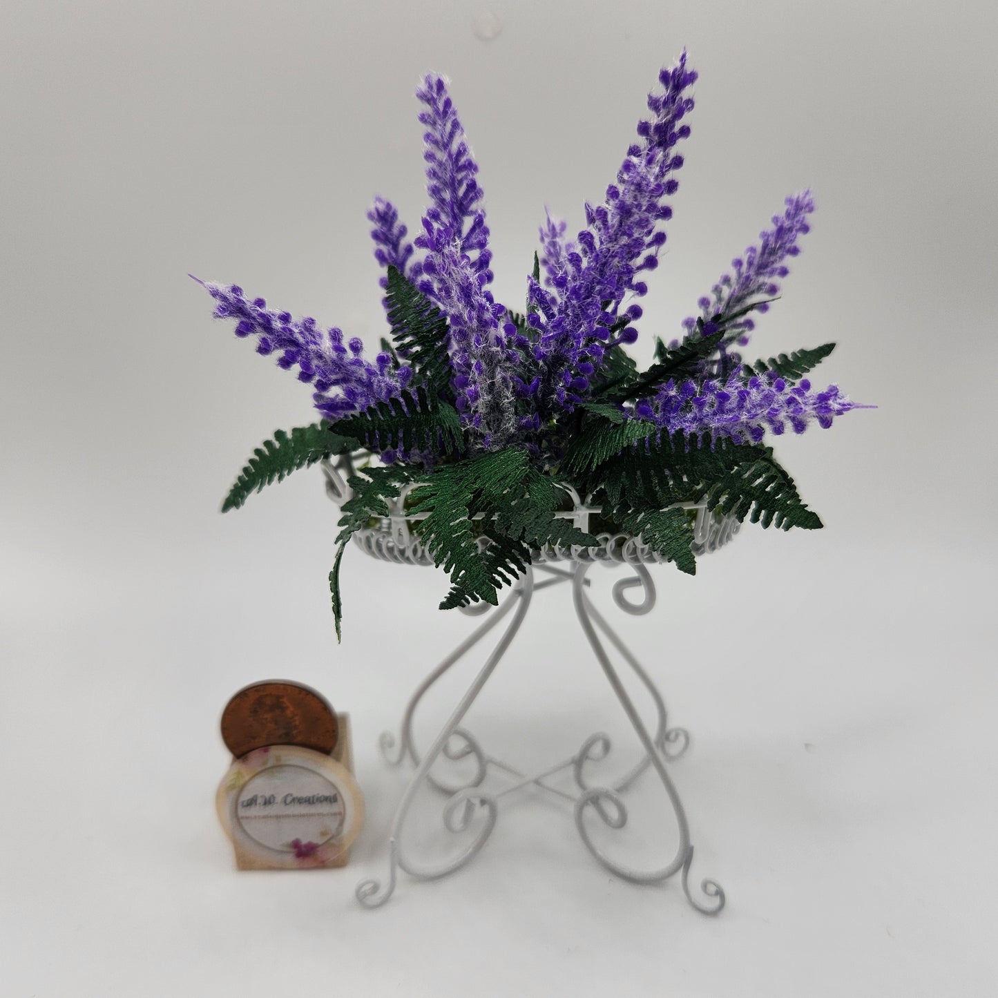 White Wire Planter - Purple