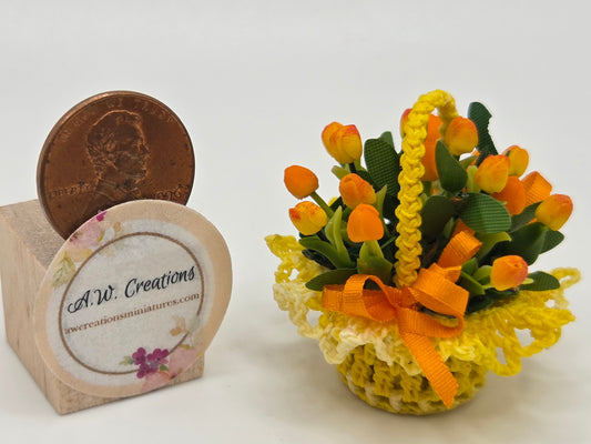 Basket of Tulips - Yellow