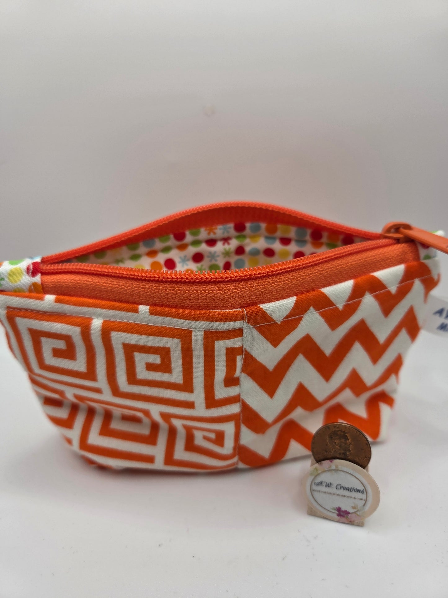 Logo Zipper Bag - White & Orange