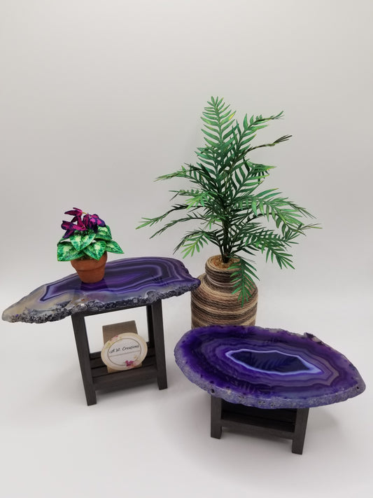 Agate table - purples